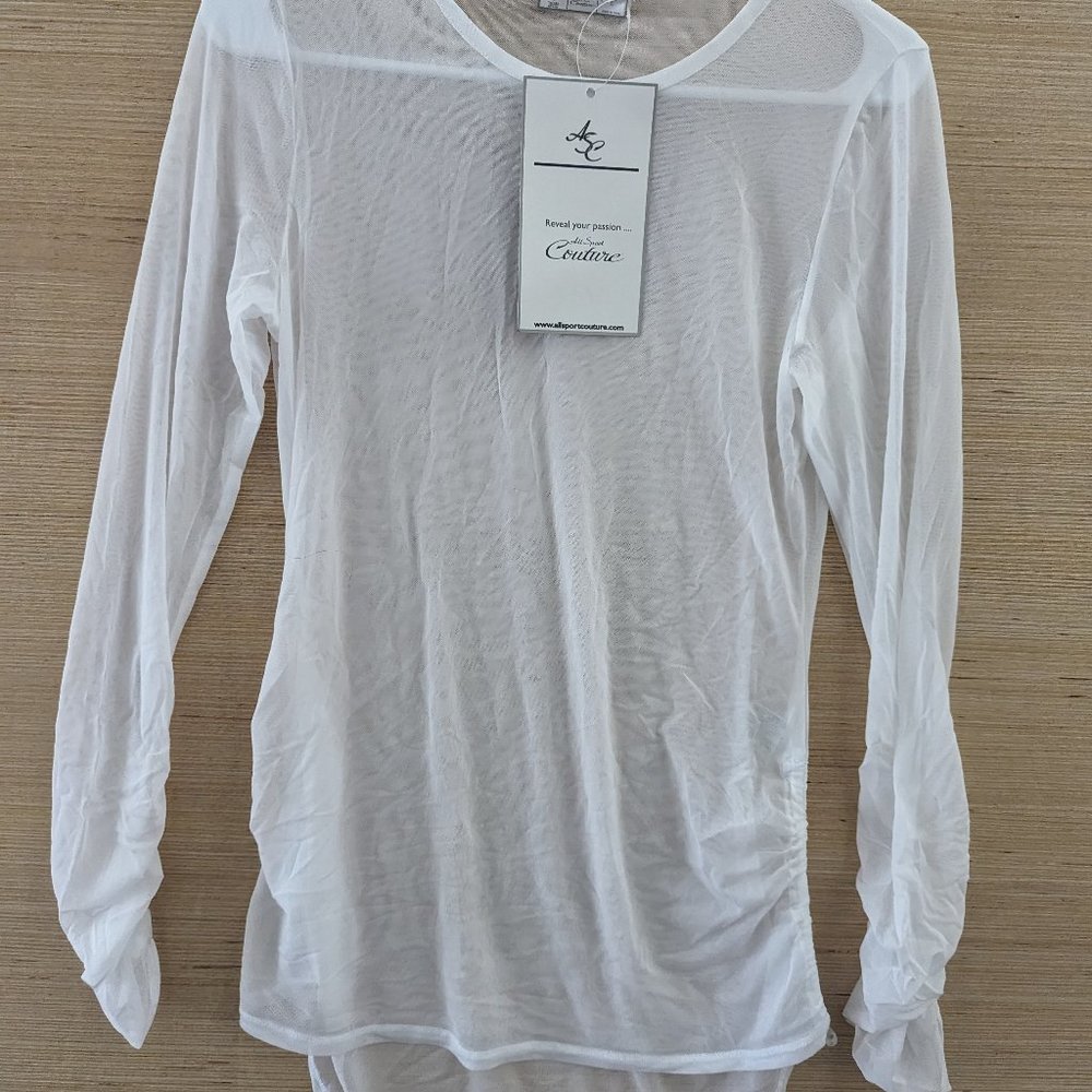 NEW NFL All Sport Couture Womens Long Sleeve Mesh Shirt White Large Read